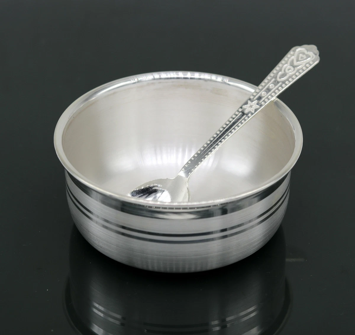 Silver Baby Spoon and Bowl Set