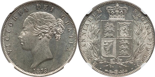 Great Britain 1878 Victoria Silver 1/2 Crown NGC MS-63