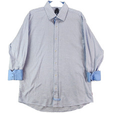 English Laundry Shirt Mens 17x32/33 Blue Check Flip Cuff Long Sleeve Button