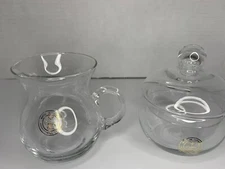 Handcrafted Crystal Creamer & Sugar Bowl. Made In Turkey. Very Delicate.