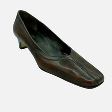 Amalfi Ladies Womens Stylish Formal Brown Leather LowHeel Waxed Calf Court Shoes