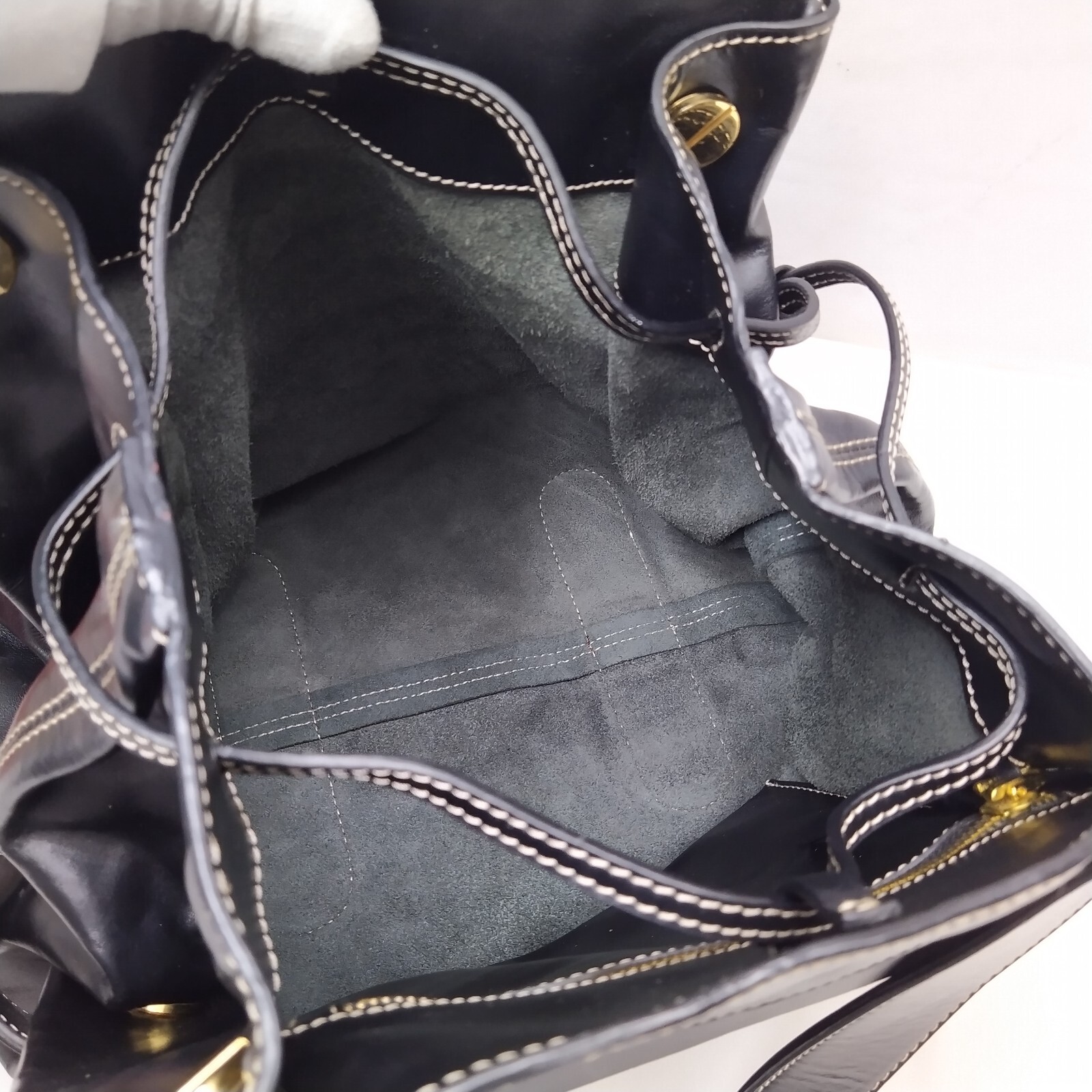 Loewe Black Leather Drawstring Pockets Double Han… - image 18