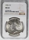 1926 Peace Dollar $1 NGC MS 64