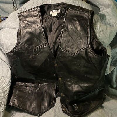 Duke Haband Leather Vest Motorcycle Western Xl Black Snaps NWOT