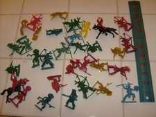 97 "vintage" COWBOYS AND INDIANS TOY FIGURES  SOME ACCESSORIES