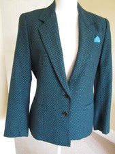 Vintage Women Pattern Detail Green Blazer Jacket Sz 8