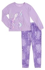 Wonder Nation Girls Long Sleeve Unicorn Purple Pajama Set Size XS 4-5 /New