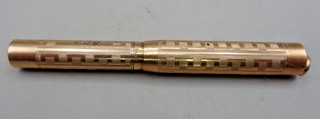 Antigua pluma estilográfica Wahl 14 1/8 llena de oro anillo superior Tempoint 2 plumín pat. 1904