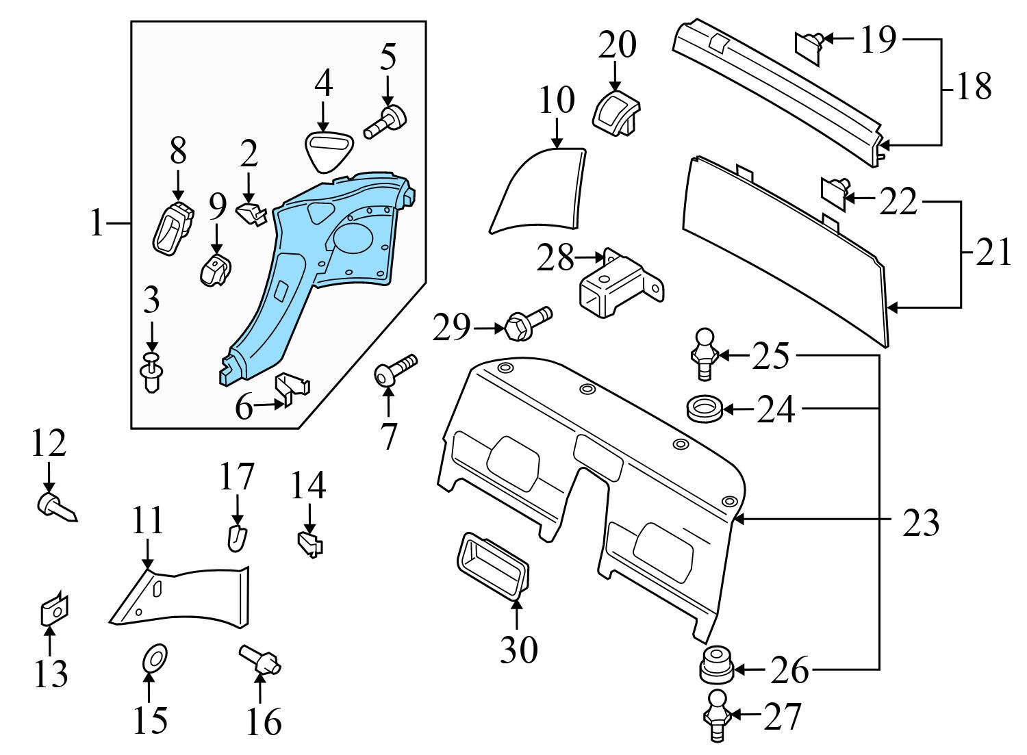 2008-2012 2014-2015 AUDI R8 - Right REAR Quarter Panel TRIM 420867036D