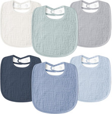 Muslin Baby Drool Bibs 6Pack Soft Square Adjustable Baby Bandana Bibs for Unisex