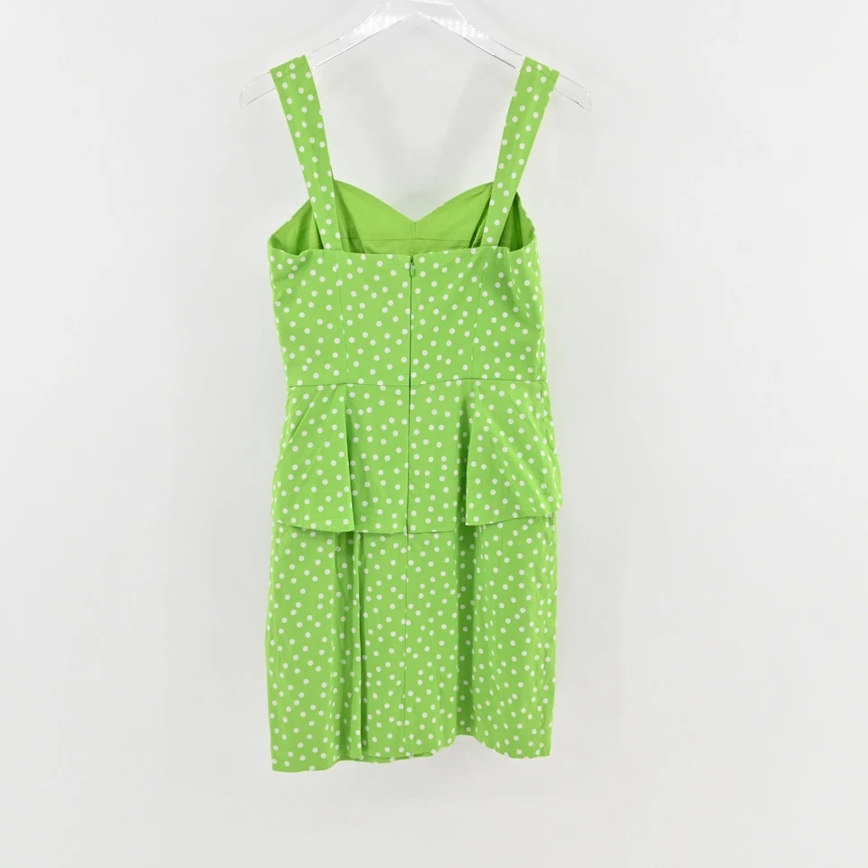 Vestido Betsey Johnson Lunares Peplum Talla 8 Verde Rockabilly Pinup Niña Retro Foto 3 de 4