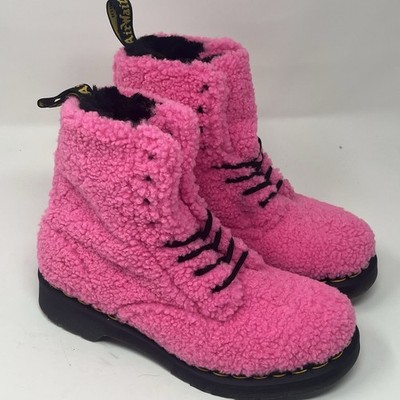 Dr Martens NEW 1460 Pascal Faux Shearling Pink Lux Borg Boots Womens US 6 EU 37