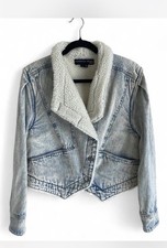 Veronica Beard Neena acid-wash denim jacket Sherpa Lining