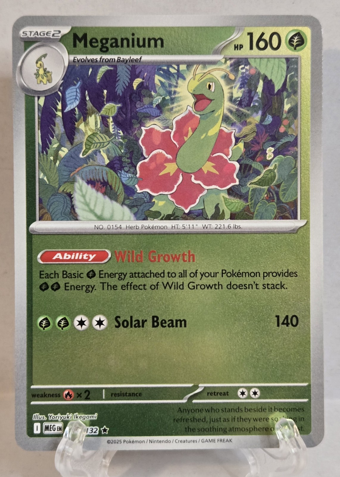 Pokemon -  Meganium - 010/132  - Reverse Holo Rare - Mega Evolution - NM/M