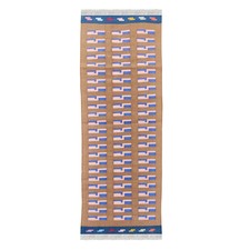 Hand Knotted Runner Cotton Dhurrie Kilim Rug Color Brown Handmade Carpet Rug