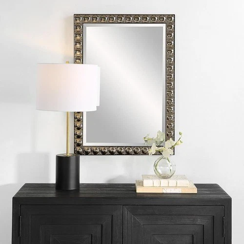 Uttermost 09944 Silvio Wall Mirror Antiqued Silver-Champagne and Black - Picture 5 of 6