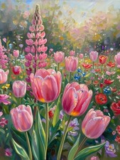 Flowers 5D DIY Diamond Painting Kits for Adults, Spring Diamond Art Kits for Beg