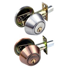 Deadbolt Door Lock Double Cylinder with Keys Modern Entrance Locker Round