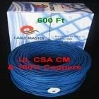 Cat6 Riser (CMR), 600ft, Blue, Solid Bare Copper Bulk Ethernet Cable, 550MHz,