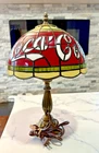 Vintage Coca Cola Tiffany Style Plastic Stained Glass Table Lamp 15” EUC