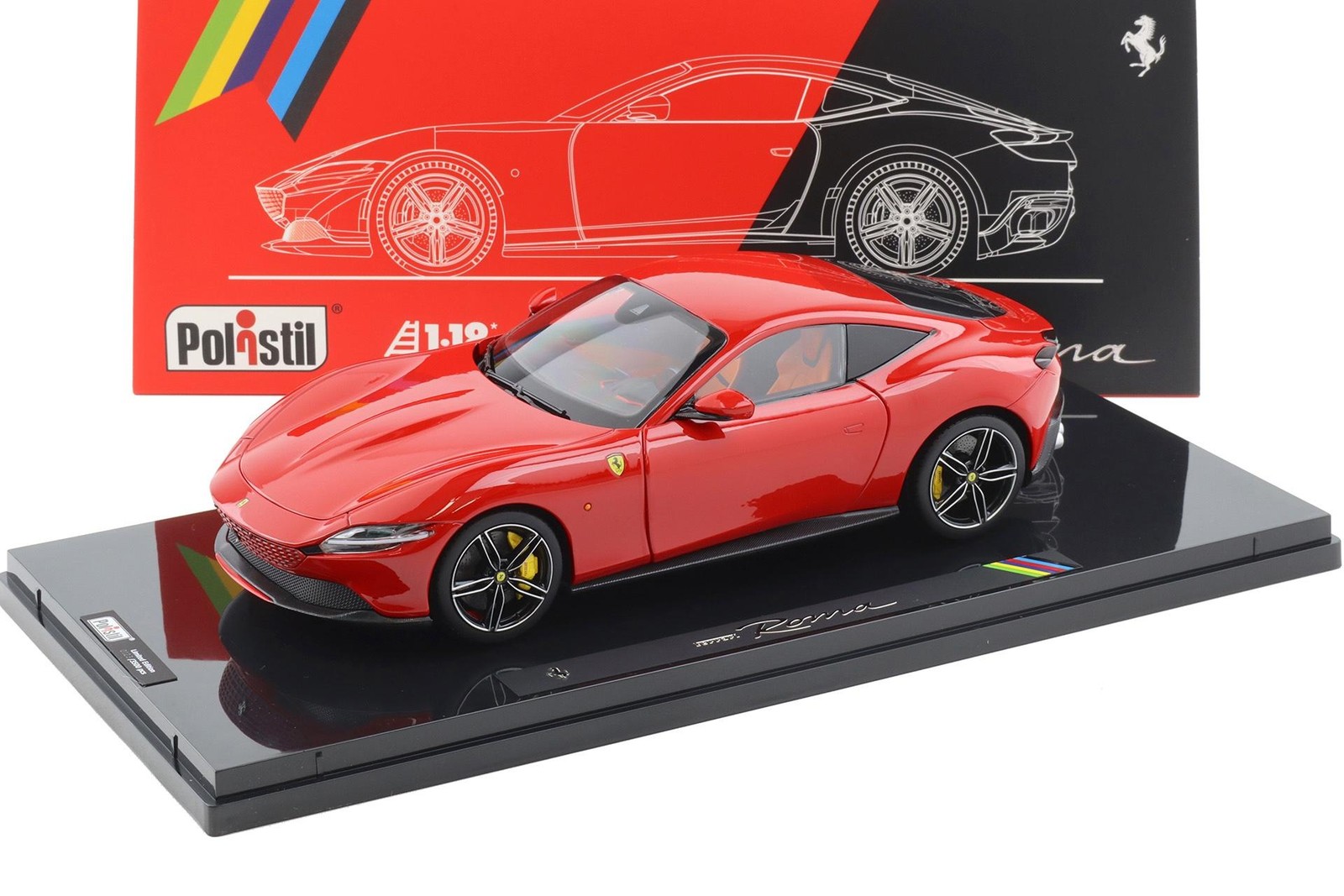 Polistil 1:18 Ferrari Roma Coupe 2019 Rosso Corsa Red, Showcase Limited