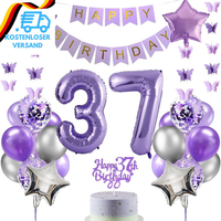 Luftballons 37. Geburtstag Dekoration, Lila Tortendeko Geburtstag 37 Jahre Mann,