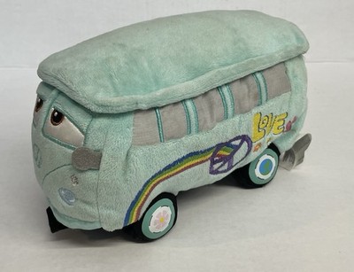 Rare Disney Pixar Cars 2 Fillmore VW Bus Plush Toy Hippie Love w/Tag & Stamp