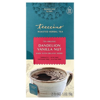 Roasted Herbal Tea, Dandelion Vanilla Nut, Caffeine Free, 25 Tea Bags, 5.3 oz
