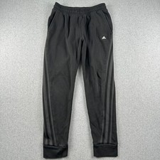 Adidas Joggers Mens Medium Primegreen Black 3-Stripe Fleece Sweatpants