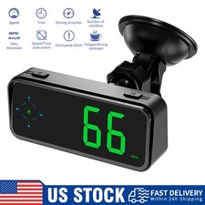 Digital Gps Speedometer Car Hud Head Up Display Mph Kmh Compass Overspeed Alarm
