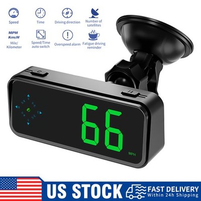 Digital GPS Speedometer Car HUD Head Up Display MPH KMH Compass Overspeed Alarm