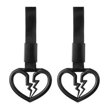 2 Pcs Heart Car Handle Straps Rear Bumper Warning Ring Black