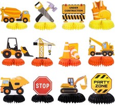 "12 Pieces Construction Birthday Party Supplies Construction Table Centerpiece..
