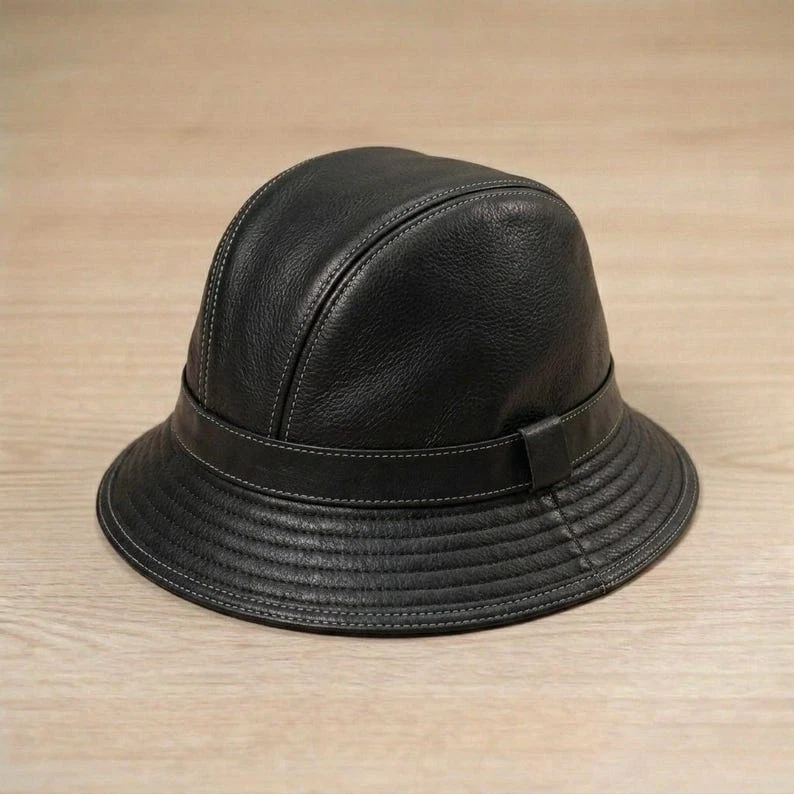 Black Leather Bucket Hat Men Women Waterproof Fisherman Cap Wide Brim Streetwear
Opens in a new wind