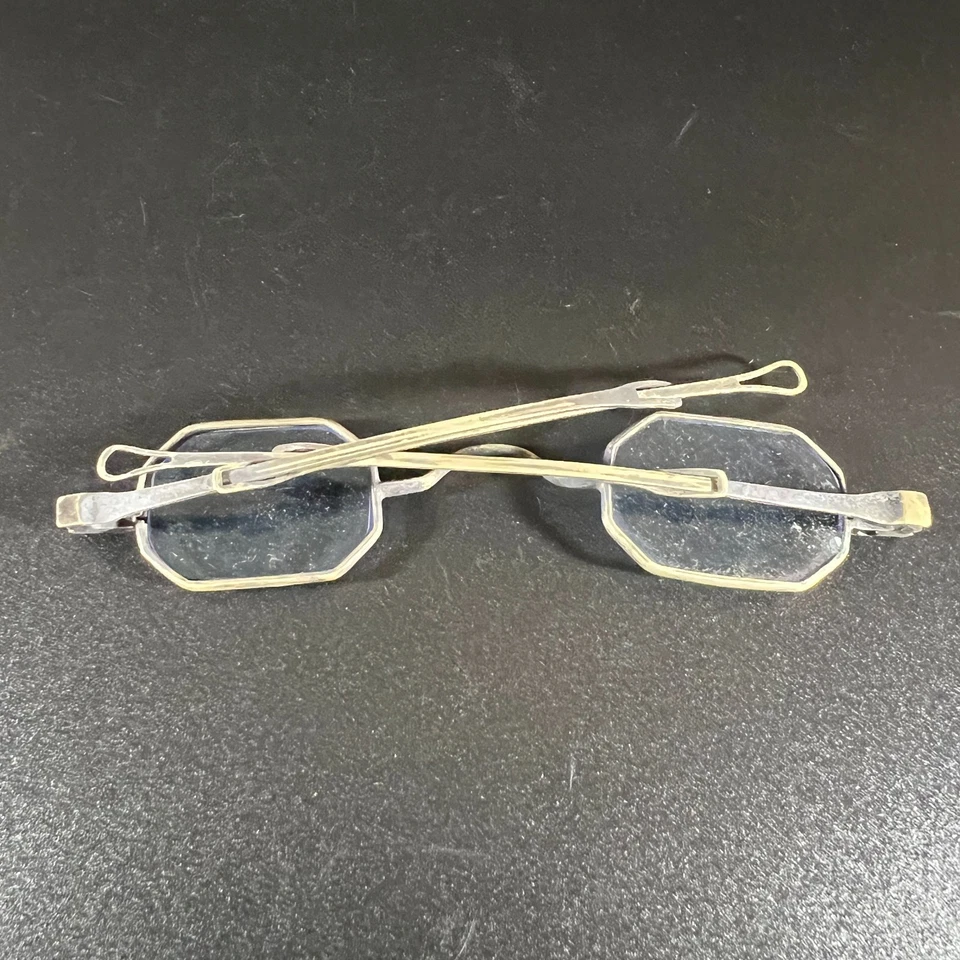 Gafas octágonas antiguas raras del siglo XIX con estuche - telescópicas - tinte azul Foto 3 de 4