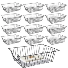 Yeaqee 12 Pcs Letter Tray Wire Paper Trays Black Stackable File Desk Organize...