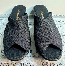 Bernie Mev Black Woven Slip-On Open Toe Slide Wedge Sandals Women  s US 7.5/EU 38