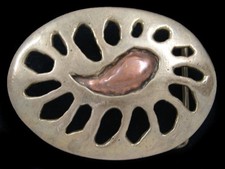 SA15162 VINTAGE 1970s ABSTRACT ART/FASHION SOLID BRASS BELT BUCKLE