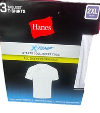 Hanes X-temp Mens 3-Pack T-Shirts Crew Neck White Performance Mesh 2XL