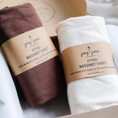 2 PCS 33x20 Inch Cream Brown Bassinet Fitted Sheets for Maxi Cosi Iora Cotton