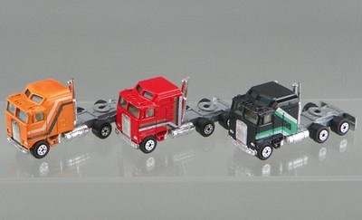 Vintage Yatming 1404 Diecast 1/87 Black Orange Red Kenworth Aerodyne Semi Lot HK