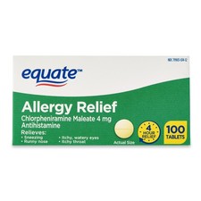 Equate Allergy Relief Medicine, Chlorpheniramine Tablets, 100 Count