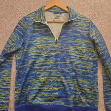 Reebok Blue Pull Over Jacket Sz M 1/4 Zip Womens Work Out Ready Long Sleeve