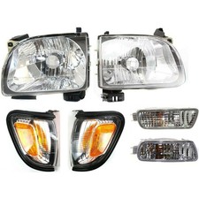 Headlight Corner Bumper Set Toyota Tacoma 01-04 DLX Pre/S-Run Crew/Ext Blk 6pc