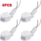 4x White DC12V 180° LED Auto Infrared PIR Motion Sensor Wall Light Switch US