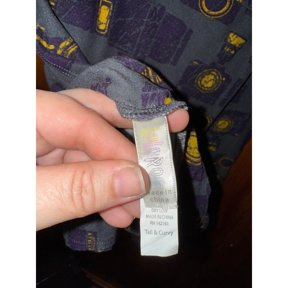 Leggings LuLaRoe Alto y Curvilíneo TC Gris Púrpura Amarillo Cámara Fotografía Foto 2 de 2