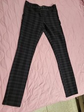 Women's Black Gray Plaid Straight Leg Dress Pants Regular