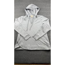 Michael Kors Hoodie Women Size M Gray V-Neck Tulip Hem Pullover Sweatshirt