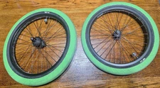Green Subrosa Trio Rant 20 Inch BMX Bike Wheel Set (USED, NO RETURNS)