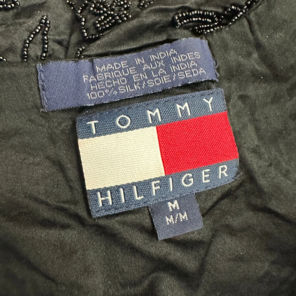 Tommy Hilfiger Womens Silk Beaded Tank Top Size M Black Y2K Evening Partywear - Image 4 of 4